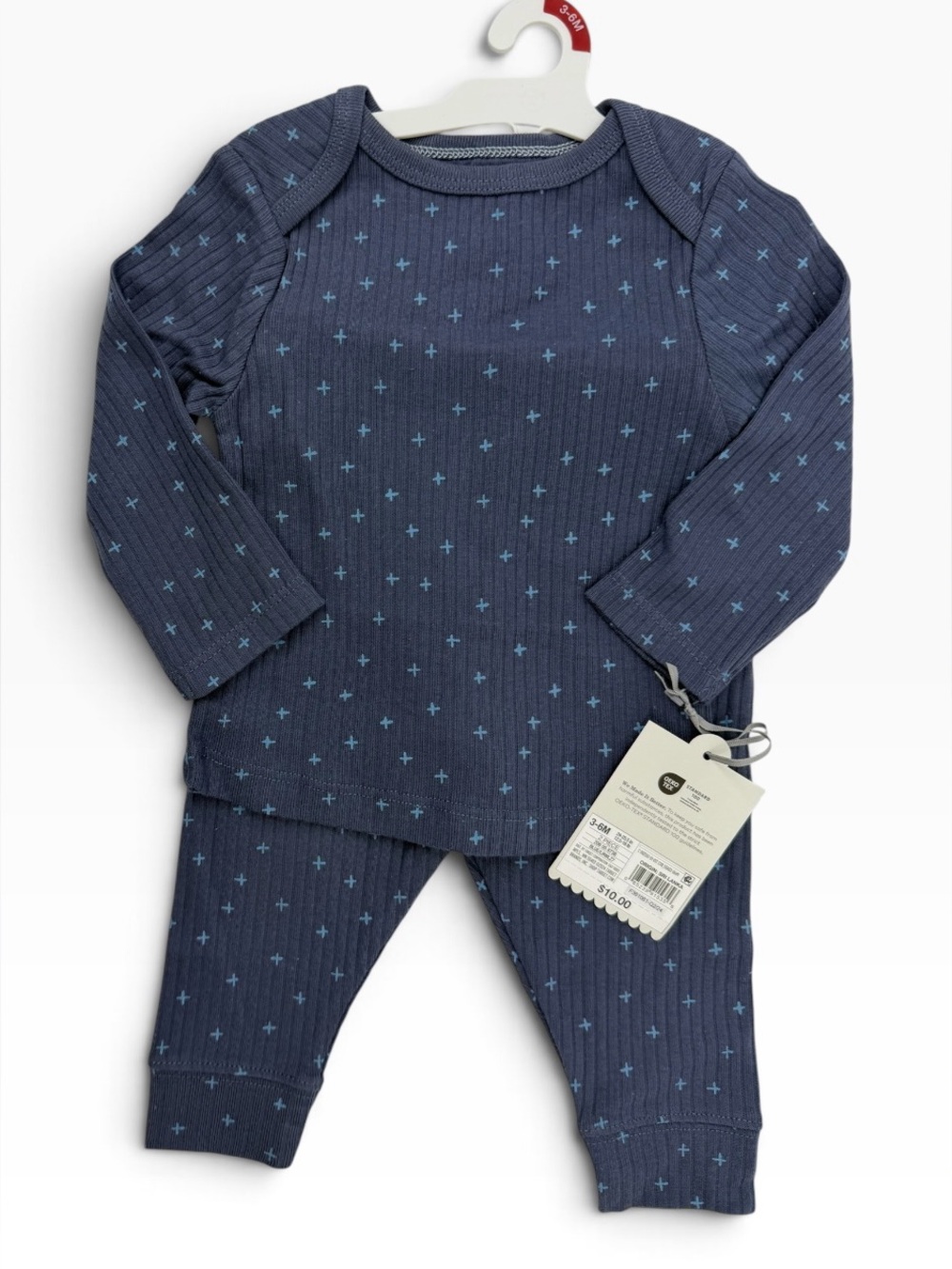cloud island Navy Blue Pajama Set with Light Blue Cross Print